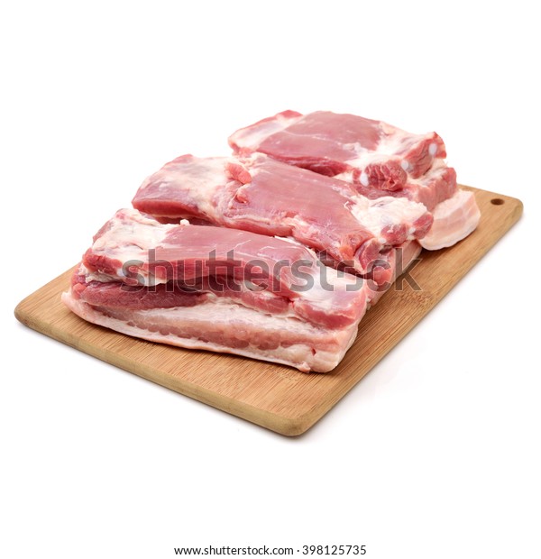 Pork Belly On White Background 스톡 사진(지금 편집) 398125735