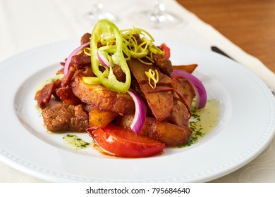 Pork Brasov With Cooked Potato And Vegetables                               