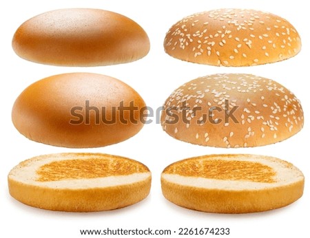 Pork Burger falling in the air isolated on white background, Hamburger ingredients on white With work path.