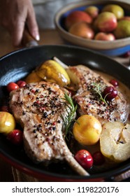 Pork Chop Cooked With Apples Food Photography Recipe Idea