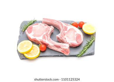 Pork Chop Raw Isolated On White Background