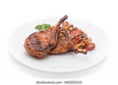 Pork Chop Steak On White Background