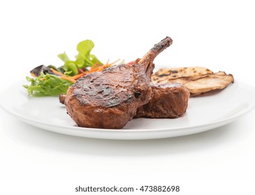 Pork Chop Steak On White Background