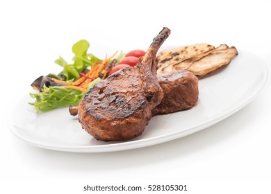 Pork Chop Steak On White Background