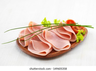 Pork Ham On Wooden Plate