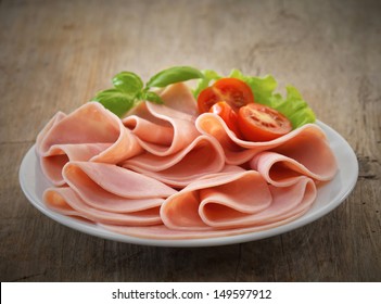 Pork Ham Slices On Plate