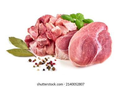 Pork Ham Steak, Isolated On White Background