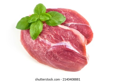 Pork Ham Steak, Isolated On White Background