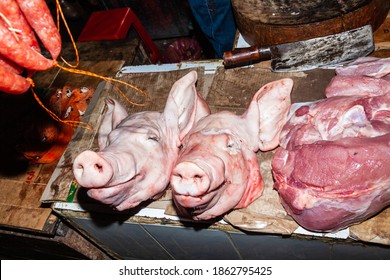 Pork Head, Asian Meat Market Confronting To Westerners