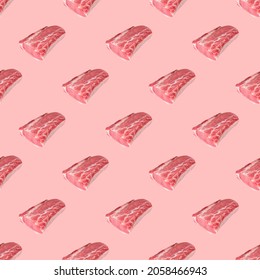 Pork Loin Or Pork Chop Meat Seamless Pattern