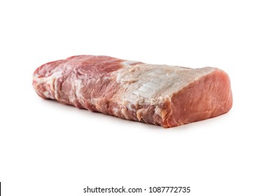 Pork Loin Fillet Isolated On White Background.