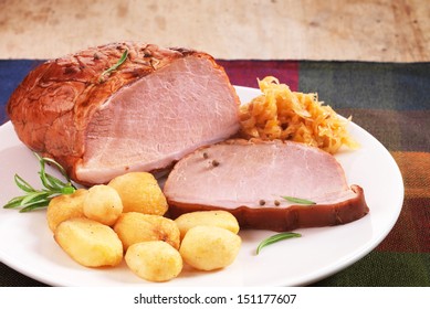 Pork Loin On White Plate