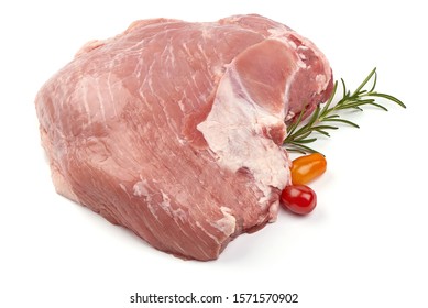 Pork Raw Gammon Steak, Ham Cuts, Isolated On White Background.