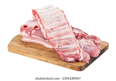 Pork ribs isolated on white background. Side view. - Powered by Shutterstock