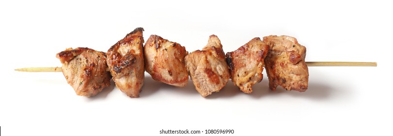 Pork Shish Kebab Isolated On White Background