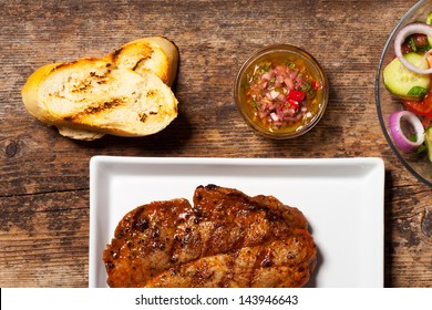 pork steak with chimichurri sauce