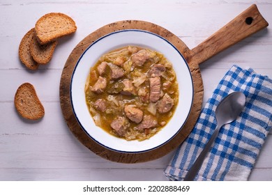 Pork Stew With White Cabbage. Typical Spanish Winter Recipe.