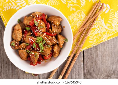 Pork Stir Fry With Vegetables In Asian Style