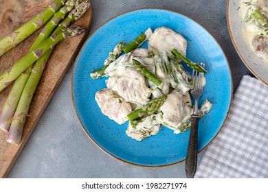 Pork Tenderloin With Asparagus In A Cream Sauce