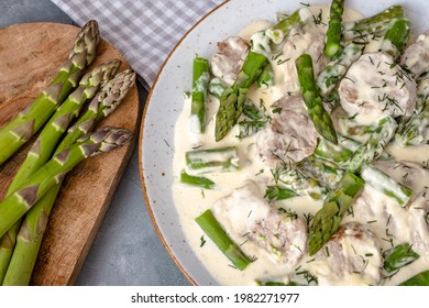 Pork Tenderloin With Asparagus In A Cream Sauce