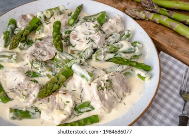 Pork Tenderloin With Asparagus In A Cream Sauce