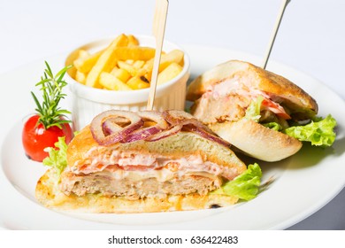 Pork Tenderloin Sandwich And Fries