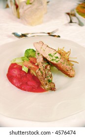 Pork Tenderloin Served With A Strawberry Sauce