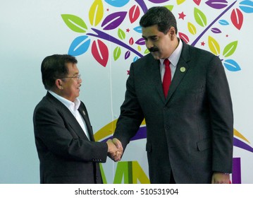 Porlamar, Venezuela. September 17th, 2016: Indonesian Vice President Jusuf Kalla And Venezuelan President Nicolas Maduro At The Opening Ceremony Of The Non-Aligned Movement Summit In Venezuela