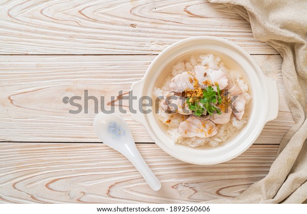 porridge or boiled\
rice soup with fish\
bowl