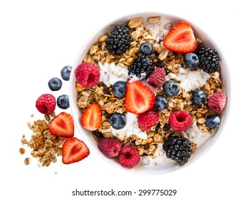 Porridge With Fresh Strawberry Isolated