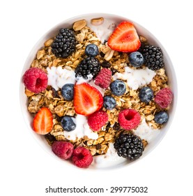 Porridge With Fresh Strawberry Isolated