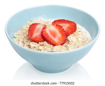 Porridge With Fresh Strawberry Isolated