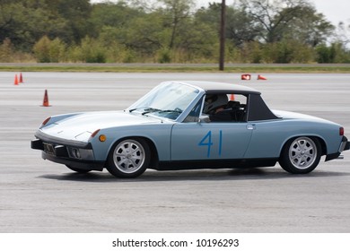 Porsche 914 In Action In A Dallas/Fort Worth Area Porsche Club Of America Autocross Race On October 14, 2007.