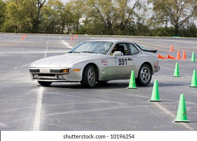 Porsche 944 In Action At A Dallas/Fort Worth Area Porsche Club Of America Autocross On October 14, 2007.