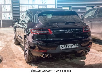 Porsche black Macan S. Russia, Saint-Petersburg 02 March 2018
