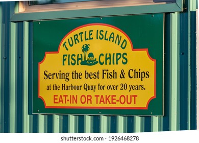 Port Alberni, Canada - September 24, 2020: View Of Entrance Building The Turtle Island Fish And Chips Restaurant In Port Alberni