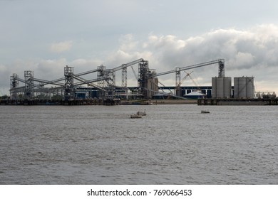 PORT ALLEN, LOUISIANA, USA - 2017: Port Of Greater Baton Rouge, By The Mississippi River. It Is The Northernmost Port On The Mississippi River Capable Of Handling Panamax Ships.