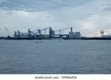 PORT ALLEN, LOUISIANA, USA - 2017: Port Of Greater Baton Rouge, By The Mississippi River. It Is The Northernmost Port On The Mississippi River Capable Of Handling Panamax Ships.