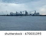 Port Allen, Louisiana, USA - 2019: Port of Greater Baton Rouge, by the Mississippi river. It is the northernmost port on the Mississippi River capable of handling Panamax ships.