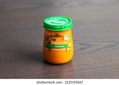 Port Charlotte, Florida - February 17, 2022: Beech-Nut Naturals Sweet Potato 4oz Baby Puree Food. Stage 1.