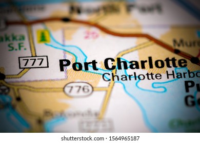 Port Charlotte. Florida. USA On A Map