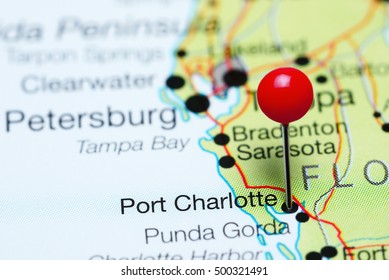 Port Charlotte Pinned On A Map Of Florida, USA
