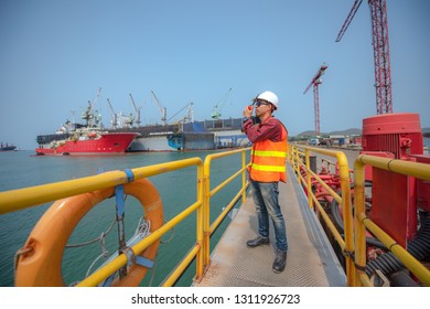 Port Controller, Harbor Master In Command On The Terminal Port For Safety And Control Security During The Operation Of Ship In Port
