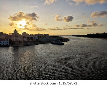 Port Of Cuba Havana. Beautiful Sun Set, Ship Life! 