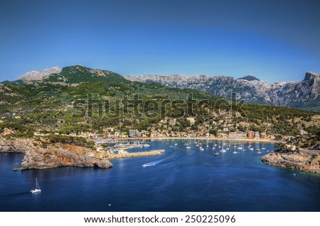 Similar – Port de Sóller Stadt