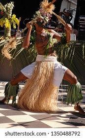 Port Denarau, Fiji - June 25, 2008: Male Dancer Perform A Traditional Dance