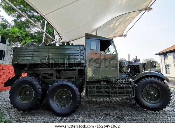 PORT DICKSON,\
MALAYSIA : Old army vehicles on display at the Army Museum in the\
Army City on SEPTEMBER 05,\
2019