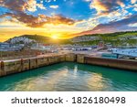 Port of Dover at beautiful sunset, England