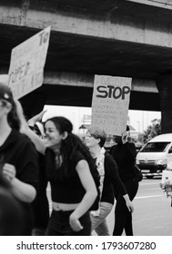 Port Elizabeth, South Africa - September 2019: A Group Of Young Girls Holding Banners At A Protest To Remember Victims Of Gender-based Violence In Soutj Africa.