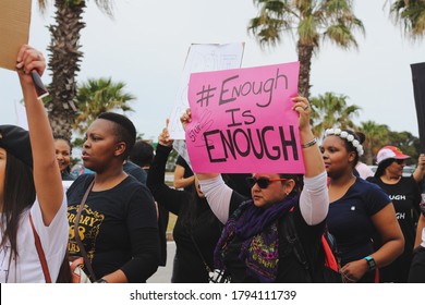 Port Elizabeth, South Africa - September 2019: A Protester Holding A Sign That Says 